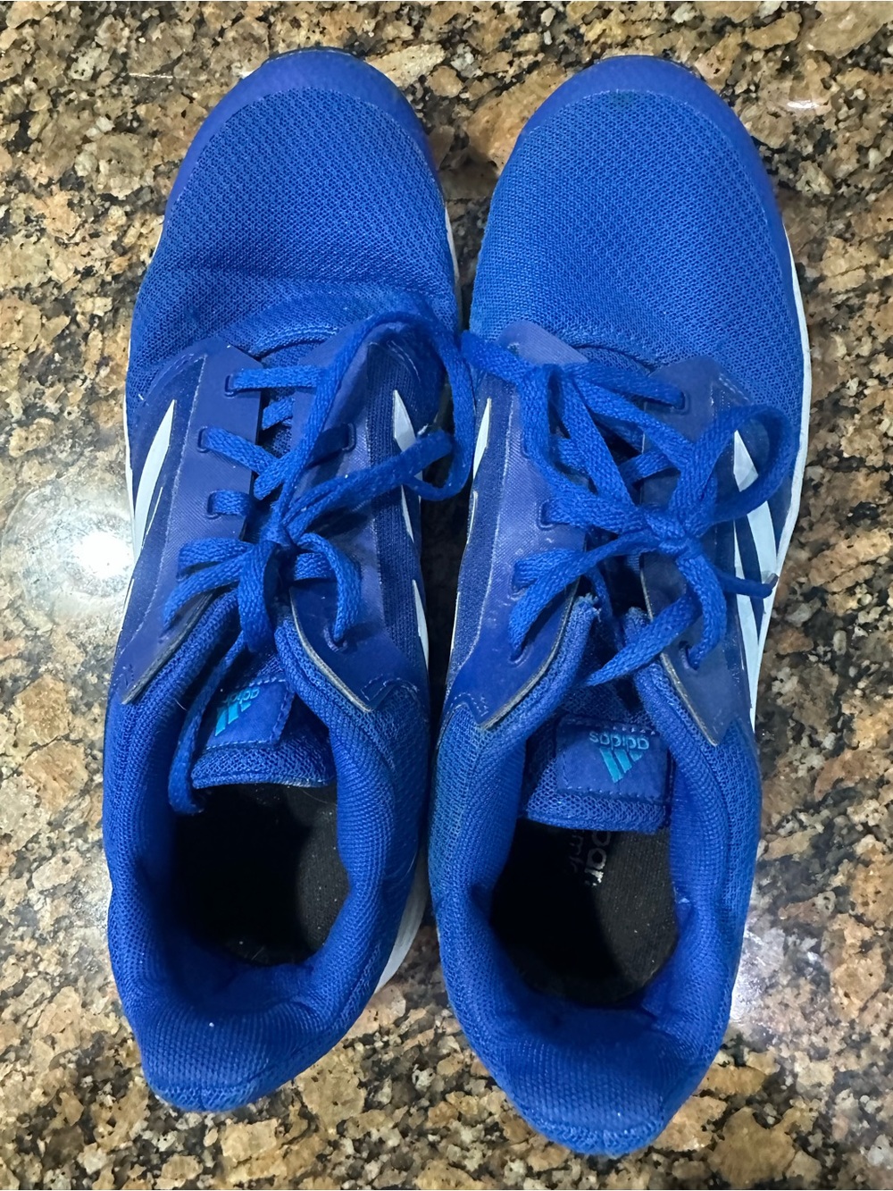 adidas Men's Royal Blue Lace-Up Athletic Sneakers with White Stripes